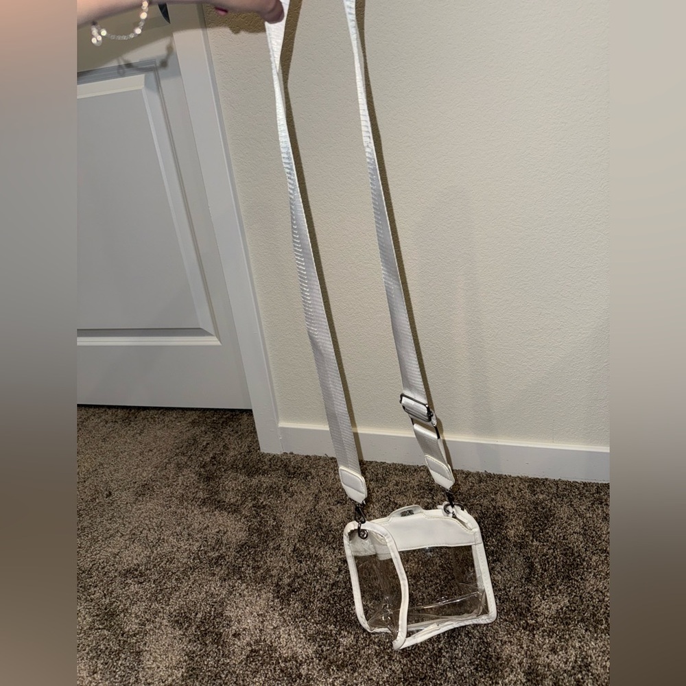 Clear Crossbody Bag with White Strap